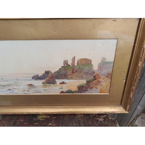 290 - 2 early 20th century watercolours, 1 x mounted 1 x F&G by Thomas Sidney : Sudbury Castle & Newquay H... 