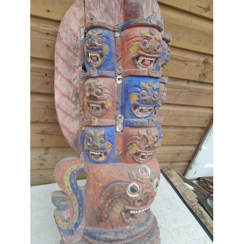 296 - Tribal and Ethnic art interest : Sino Tibetan painted carved wooden totem