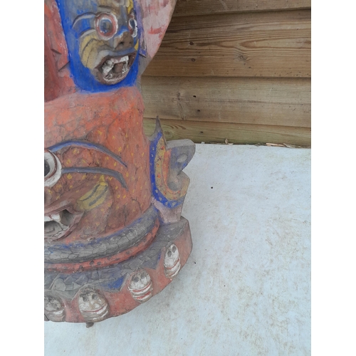 296 - Tribal and Ethnic art interest : Sino Tibetan painted carved wooden totem