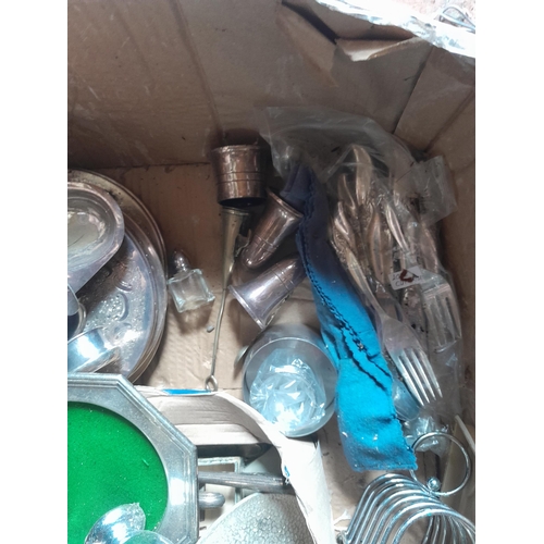 297 - Box of silver plated cutlery etc.