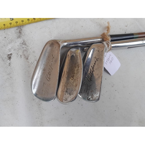 302 - Golfing interest : 3 x vintage Spalding Kro Flite Robert Jones Jnr irons, 6, 7 , & 9