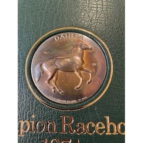 406 - Champion Race Horses 1974 Volume 1 Goatskin cover No 366 of Ltd Edition of 2000, Silver medallion of... 