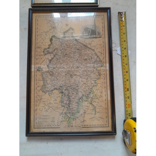 466 - J Pigot & Co. print of map of Warwickshire 40 cms x 26.5 cms