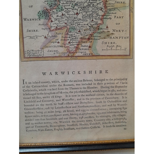 467 - Rare Antique double sided book map print of Warwickshire by Seller 1787, major error on print left h... 