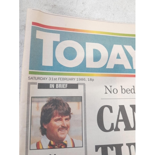 477 - Extremely rare dummy run copy of Today Newspaper dated 31st February 1986 prior to launch date 4th M... 