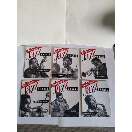 505 - Breweriana / jazz interest a set of six RED STRIPE (Jamaica ) beermats in as new condition 