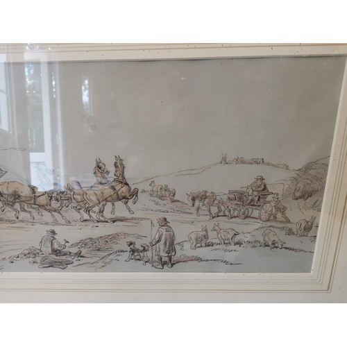 35 - Hablot Knight Browne (Phiz) 1852 - 1882 signed watercolour and pencil sketch Coaching scene 25  cms ... 