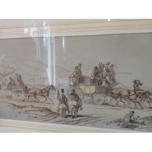 35 - Hablot Knight Browne (Phiz) 1852 - 1882 signed watercolour and pencil sketch Coaching scene 25  cms ... 