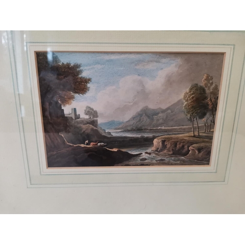 38 - Benjamin Barker (1776-1838)watercolour Welsh Country Landscape with River, framed and glazed 13 cms ... 