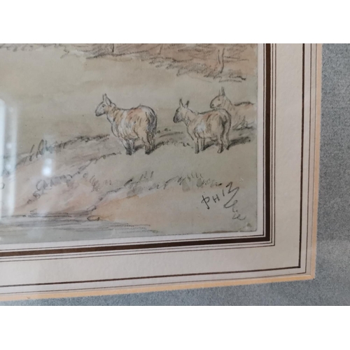 41 - Hablot Knight Browne (Phiz) 1852 - 1882 signed watercolour and pencil sketch Comical Hunting scene 