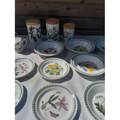 12 - Assorted pieces of Portmeirion Botanicals pottery : Storage jars, plates etc.