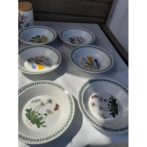 12 - Assorted pieces of Portmeirion Botanicals pottery : Storage jars, plates etc.