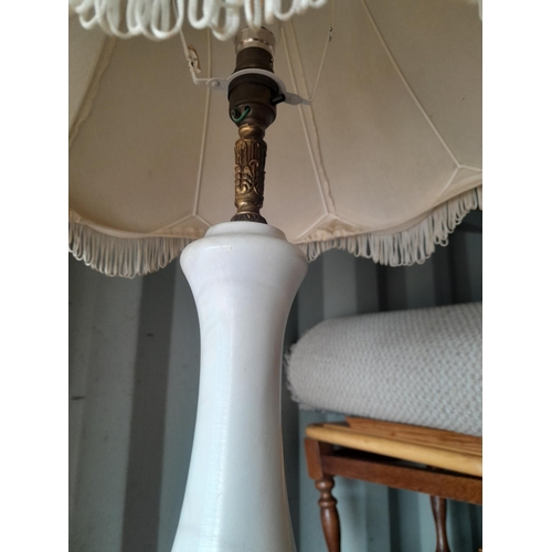 40 - Tamps lamps : White Carrera marble with shade and gilded brass mounts with a box of oddments, lamps,... 