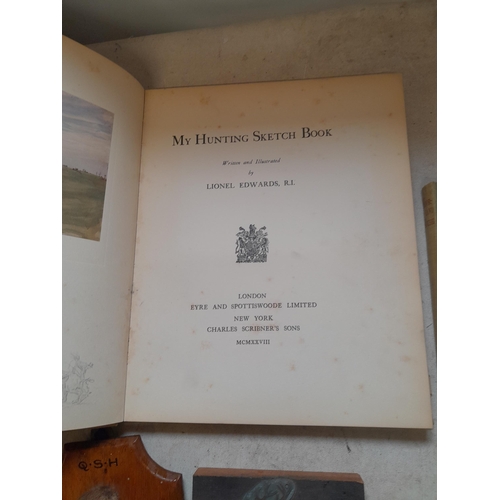 46 - Hunting interest : Single volume Lionel Edwards My Hunting Sketchbook in d/j, stags hood Quantock St... 