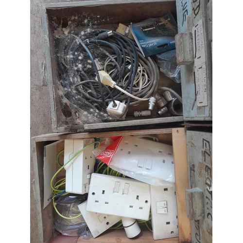 54 - Vintage wood and metal chest of drawers full of tools, fixings, discs etc. (this unit is very heavy ... 