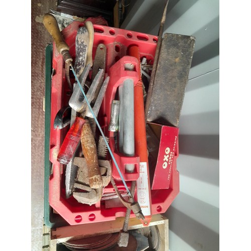 54 - Vintage wood and metal chest of drawers full of tools, fixings, discs etc. (this unit is very heavy ... 