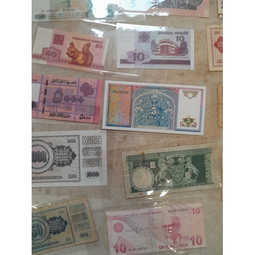 55 - Coins and banknotes : 20 x bank notes from around the world mainly from circ. , some better notes no... 