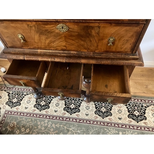 14 - An impressive William and Mary chest on stand with two short and three longs drawers over three furt... 