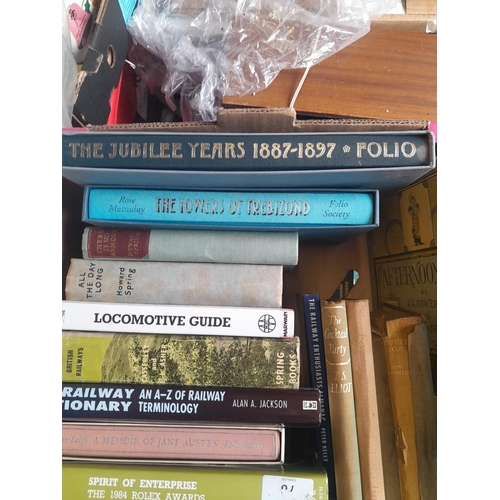 195 - Box of books : Folio Society , railway and others