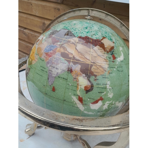 203 - Terrestrial globe set with hardstone