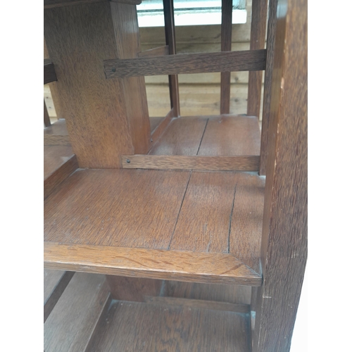 210 - Early 20th century oak revolving bookcase, note splitting