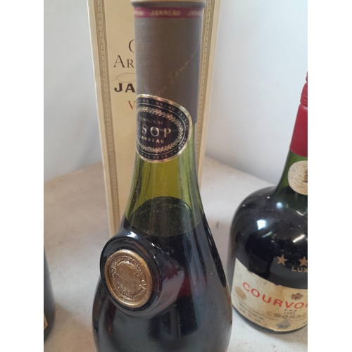 233 - Bottle of alcohol : Vintage Glencoe blended whisky, Janneau boxed Armagnac, Courvoisier & Remy Marti... 