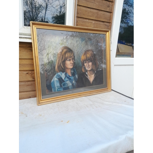 548 - 20th century Family Portrait by Hooker dated 1978, framed and glazed 54 cms 72 cms