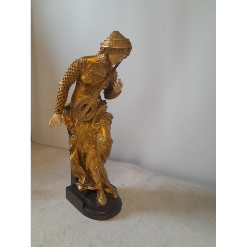 549 - Early 20th century French bronze after Louis Carrier Belleuse (1848-1913) titled 'Melodie' ,  with p... 