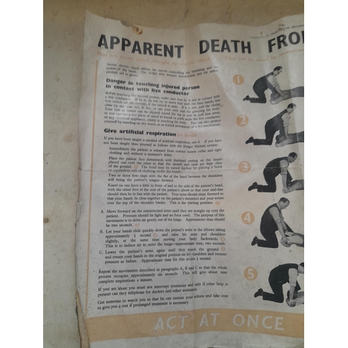 3 - Interesting vintage paper poster : Apparent Death From Electric Shock 19 