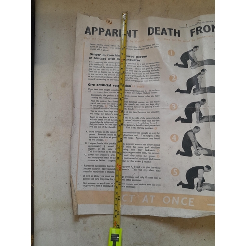 3 - Interesting vintage paper poster : Apparent Death From Electric Shock 19 