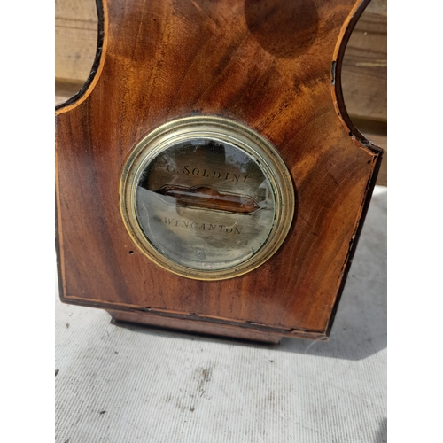 17 - 2 x 19th century mahogany case wall banjo barometers : 1 x P Pedrene of Bristol & 1 x G Soldini of W... 