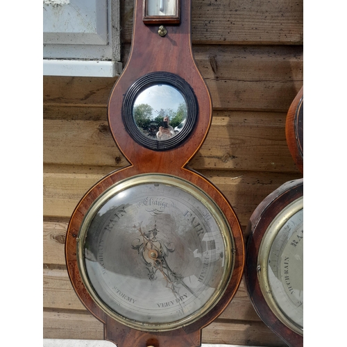 17 - 2 x 19th century mahogany case wall banjo barometers : 1 x P Pedrene of Bristol & 1 x G Soldini of W... 