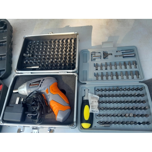 33 - 2 x cordless drills and 1 x tool set