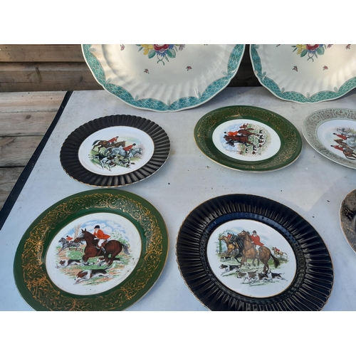 52 - Collection of china : Royal Doulton meat plates x 2 Lowestoft Bouquet, Hunting plates and other ware... 