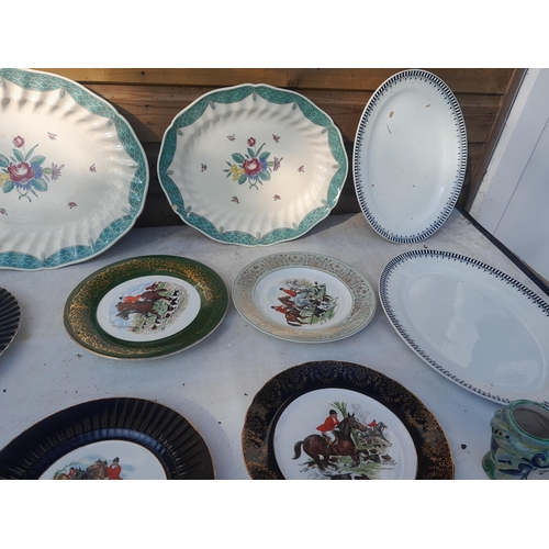 52 - Collection of china : Royal Doulton meat plates x 2 Lowestoft Bouquet, Hunting plates and other ware... 