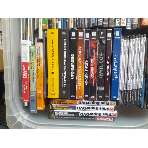 60 - Box of assorted DVDs, CDs and computer games