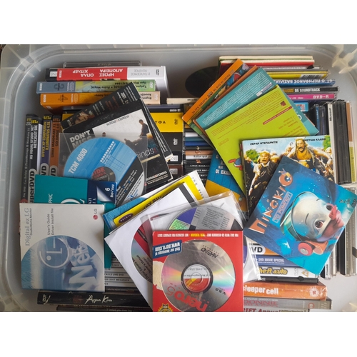 60 - Box of assorted DVDs, CDs and computer games