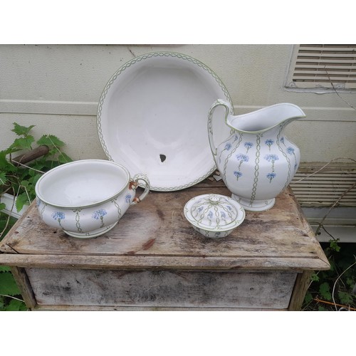 117 - 2 x resin garden fairy ornaments & early 20th century  washbowl set