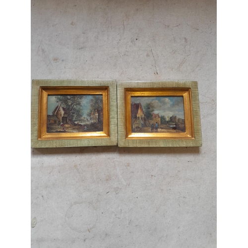 13 - Pair of vintage Italian oils on panel Pasquinelli e Cheli Gallery  9 cms x 11 cms