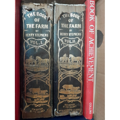 23 - Box of assorted books : childrens & The Book of the Farm by Henry Stephens in two volumes 1855