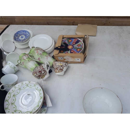 29 - assorted decorative china and glassware, enamel ware