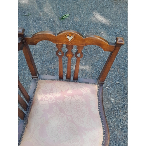 59 - Art Nouveau mother of  pearl inlaid corner chair 73 cms x 61cms
