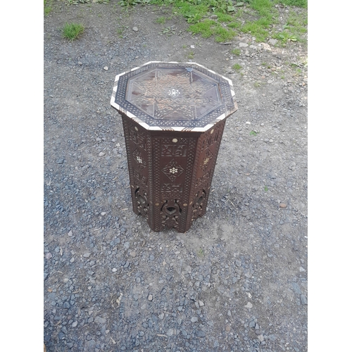 61 - Late 19th century Indian mother of pearl and bone inlaid tea table 32 cms x 49 cms