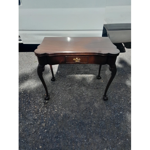 65 - Early 20th century mahogany folding and carved card table with flip top, cabriole legs 92 cms x  51 ... 