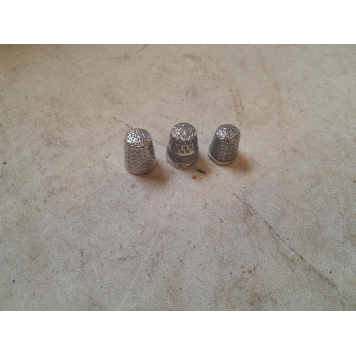 84 - 3 x silver thimble , differing dates and makers