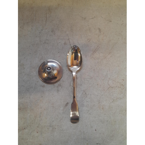 86 - Silver lid and Scottish silver spoon Edinburgh makers mark indiscernible