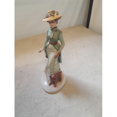 88 - Capo Dimonte matt glaze figure of lady with original scroll in good order