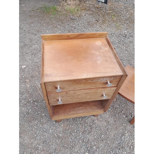 97 - Small furniture : spinning stool , 2 x vintage bedside chests