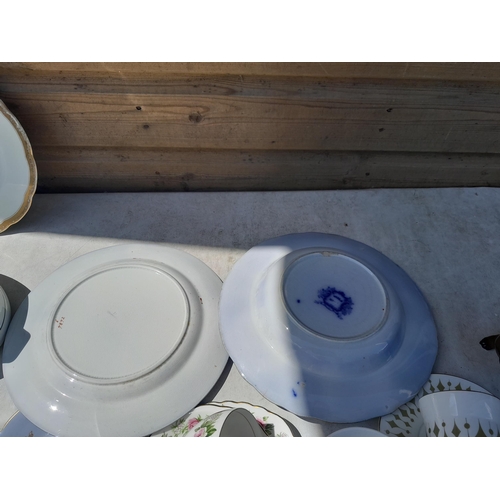 104 - Quantity of china : 19th century flow and other  blue and white, dinnerware, Colclough etc.