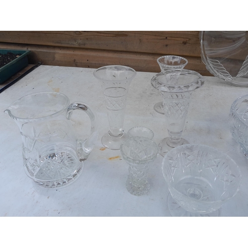 109 - Note multiple photographs : assorted cut etched and other glassware, Copeland Spode Dauphine dinner ... 